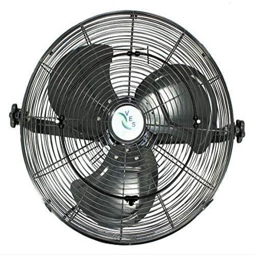 VES Moisture Resistant Outdoor Wall/Ceiling Mount Shop Fan/Industrial Basket Fan for Cooling and Ventilation (18 inch, Black)