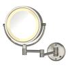 JERDON Wall-Mounted Makeup Mirror with LED Lighting - Direct Wire Lighted Makeup Mirror with 8X Magnification & Nickel Finish Wall Mount - Model HL75ND view 1