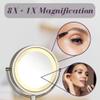JERDON Wall-Mounted Makeup Mirror with LED Lighting - Direct Wire Lighted Makeup Mirror with 8X Magnification & Nickel Finish Wall Mount - Model HL75ND view 4