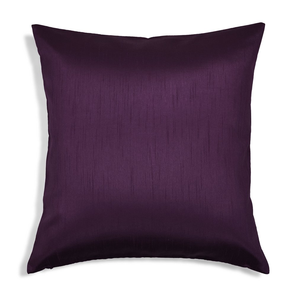 Aiking Home Solid Faux Silk Euro Sham/Pillow Cover, Zipper Closure, 24 by 24 Inches, Eggplant