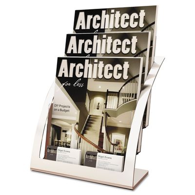deflecto 693745 Three-Tier Magazine Holder, 11 1/4w x 6 15/16d x 13 5/16h, Silver
