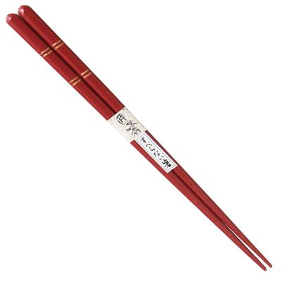 27064 Premium Japanese Wakasa Painted Chopsticks, Dishwasher Compatible Chopsticks, Anti-slip, Gold Double Layer, Red