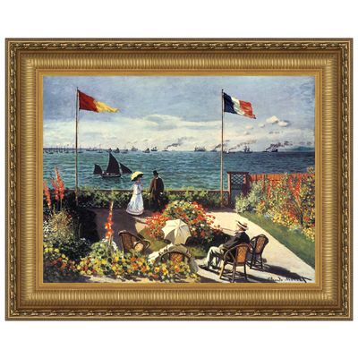 Design Toscano DA3794 Monet's Terrace at Adresse Framed Canvas Replica Painting, Grande Size, 47 inches wide, 38 inches tall, Framed Canvas, Full Color Paint