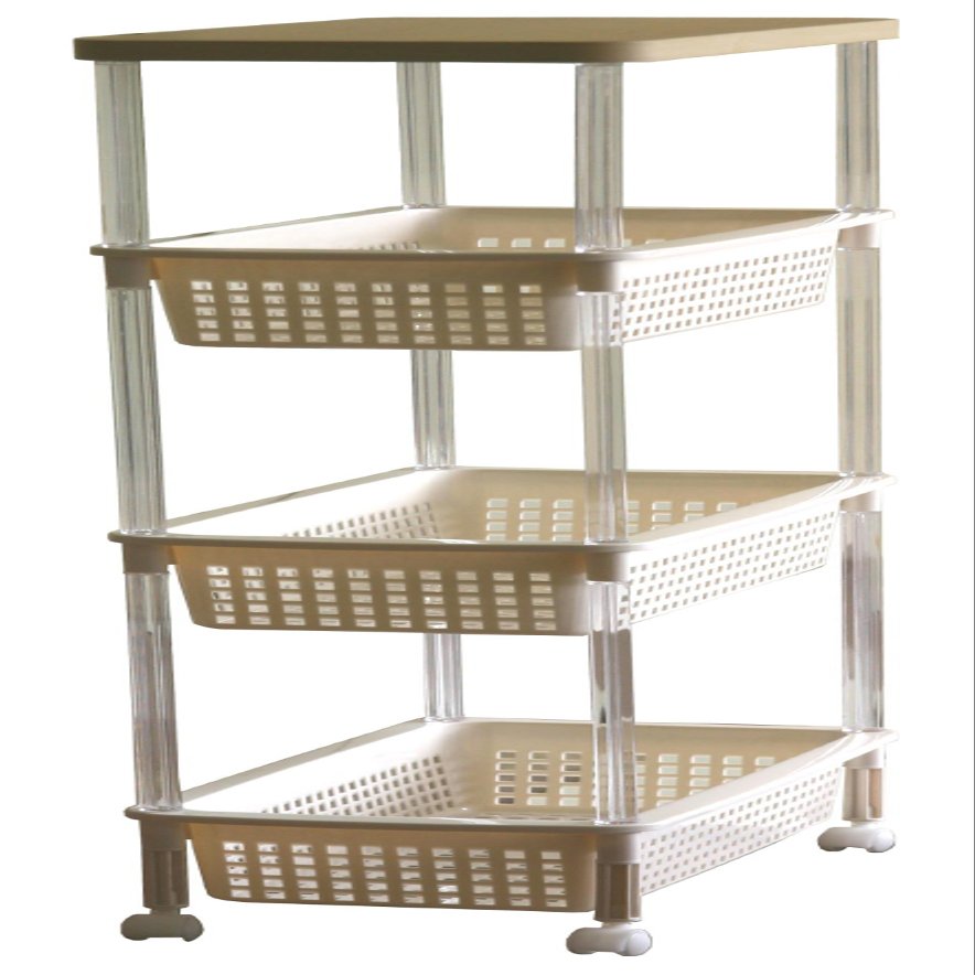 Heiwa Industries TW-4 Kitchen Wagon, Basket Wagon, Slim, 4 Tiers, Ivory