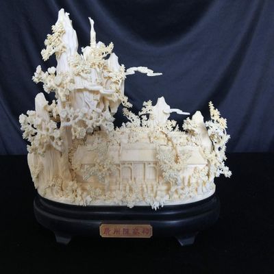 10" Hand Carved Bone The Chen Temple 0408a2
