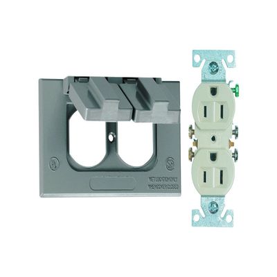 Sigma Electric Rectangle Metal 1 Gang Duplex Outlet Kit for Wet Locations