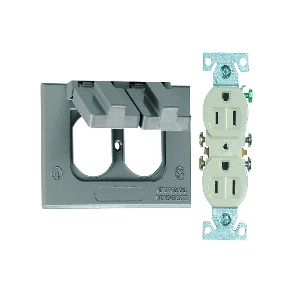 Sigma Electric Rectangle Metal 1 Gang Duplex Outlet Kit for Wet Locations