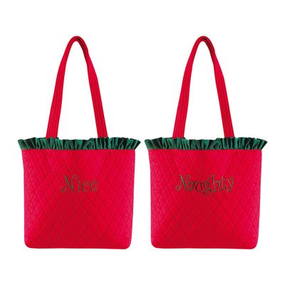 C&F Home Nice/Naughty Ruffle Tote Ruffle Tote Multi