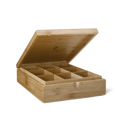 Bredemeijer Tea Box 9-compartments Bamboo whitehout Window, Brown, 29.2 x 23.4 x 8.8 cm