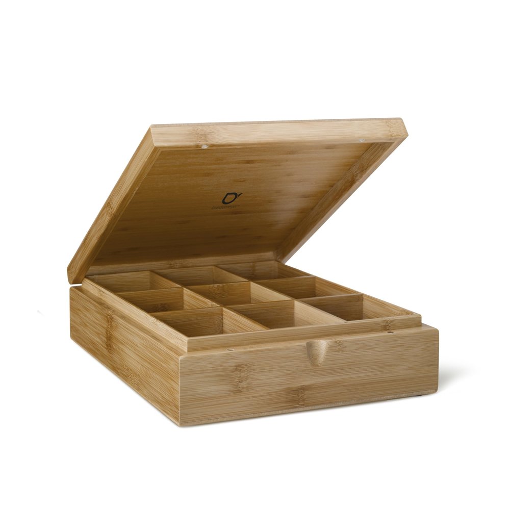Bredemeijer Tea Box 9-compartments Bamboo whitehout Window, Brown, 29.2 x 23.4 x 8.8 cm