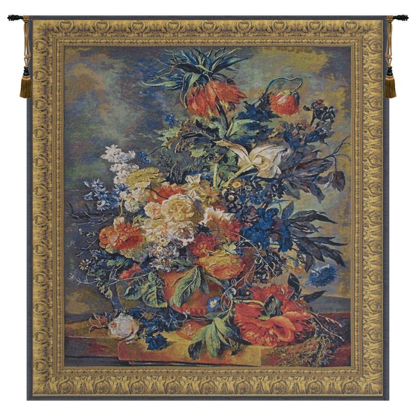 Bouquet Dore Belgian Tapestry Wall Hanging - 44 in. x 56 in. Cotton/Treveria/Wool by Jan Van Huysum