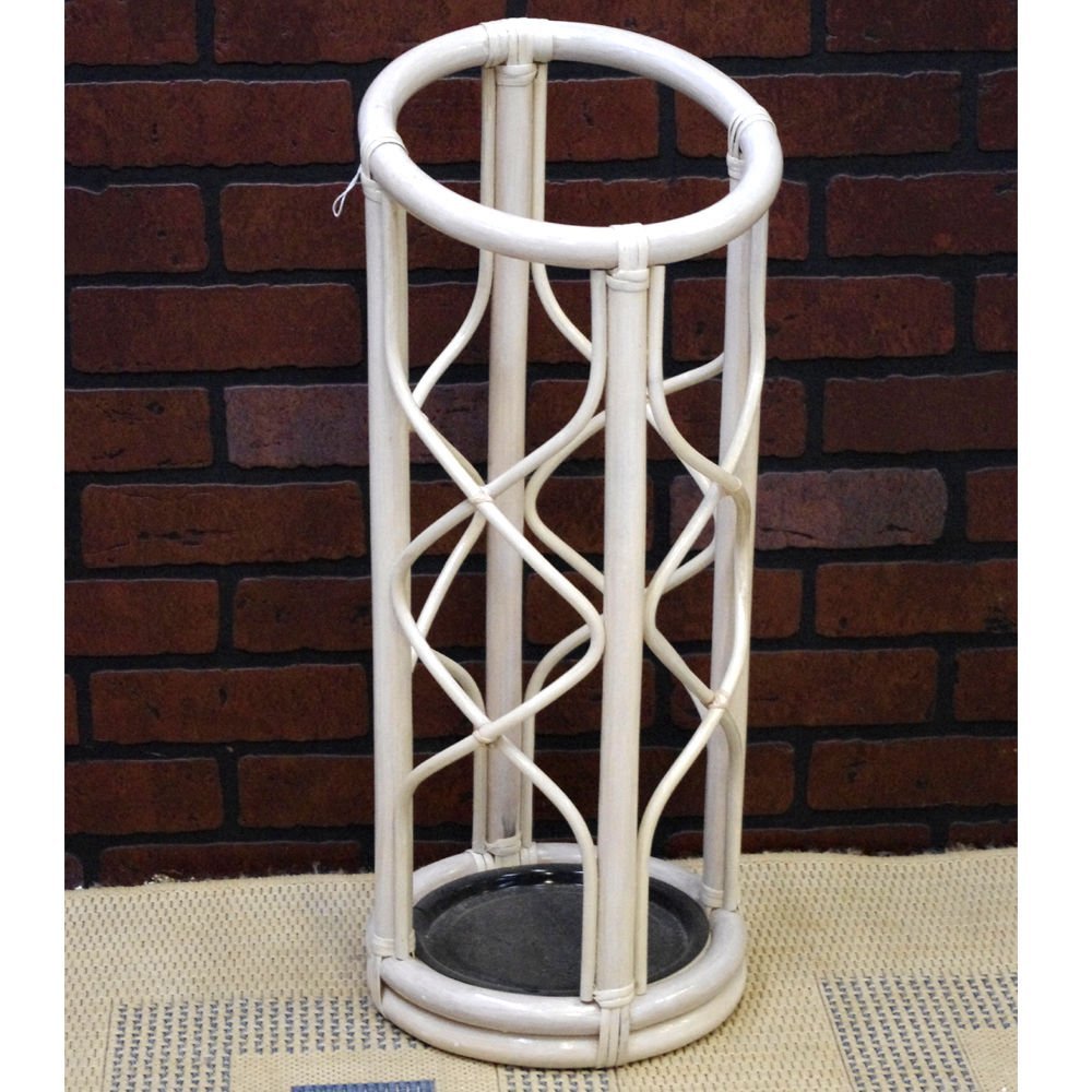 Wicker Umbrella Stand (Whitewash)