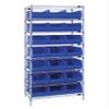 Quantum Storage Systems WR8-485BL Wire Heavy Duty 8 Shelves 21 Stackable Shelf Bins Blue Bins 74" H x 36" W x 21" D view 1