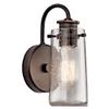 Kichler Braelyn 9.5" Wall Sconce in Olde Bronze, 1-Light Industrial Wall Mount with Clear Seeded Glass, (9.5" H x 5" W), 45457OZ view 1