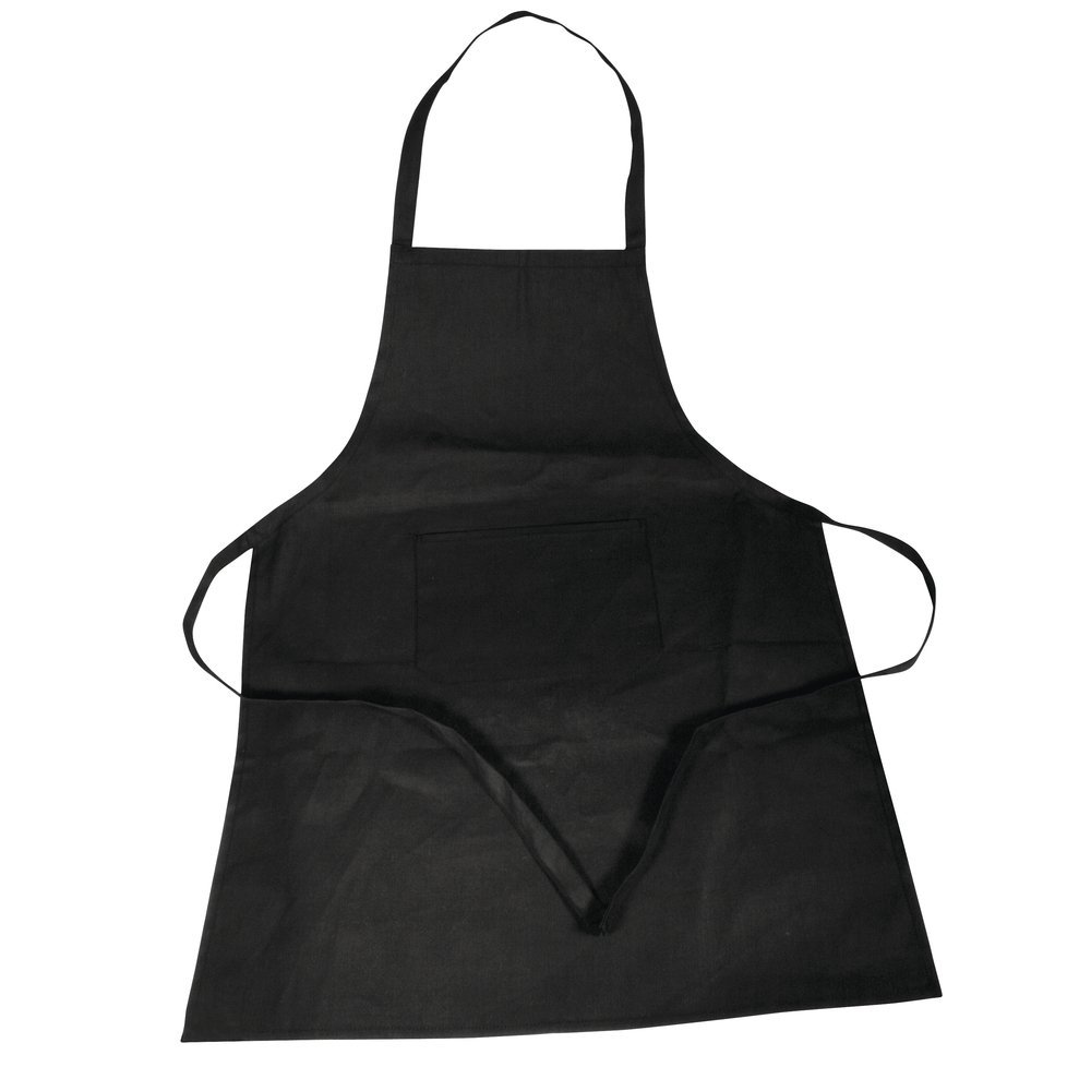Adult black cotton apron measuring 95 x 70 cm