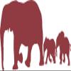Express Yourself Elephant Mother and Children Wall Decal (Dark Red - Reverse Facing - XL) - Exotic Animal Collection view 1