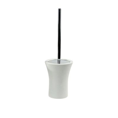 Gedy by Nameek's AU33-02 Gedy Flaca Aucuba Brush Holder, 2" L x 4.25" W, Transparent, 4.25" x 4.25" x 19.1", White