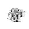 WMF Brilliant 6-Piece Induction Saucepan Set with Glass Lid, Matt Cromargan Stainless Steel, Induction Pots Set, Uncoated view 1