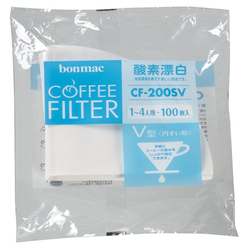 Bonmac Coffee Filters 1-4 Cups Enzyme Bleach V Filter CF-200SV 100 Count #858318