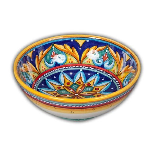 Deruta Hand Painted Geometric Cereal / Fruit Bowl Pattern D