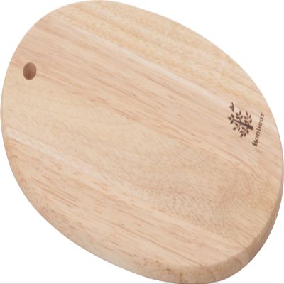 Fuji Boeki 96020 Cutting Board, Cutting Board, Small, Length 5.9 x Width 9.1 x Thickness 0.4 inches (15 x 23 x 1 cm), Natural, Oval Shape, Wood, Natural Wood, Bonheur
