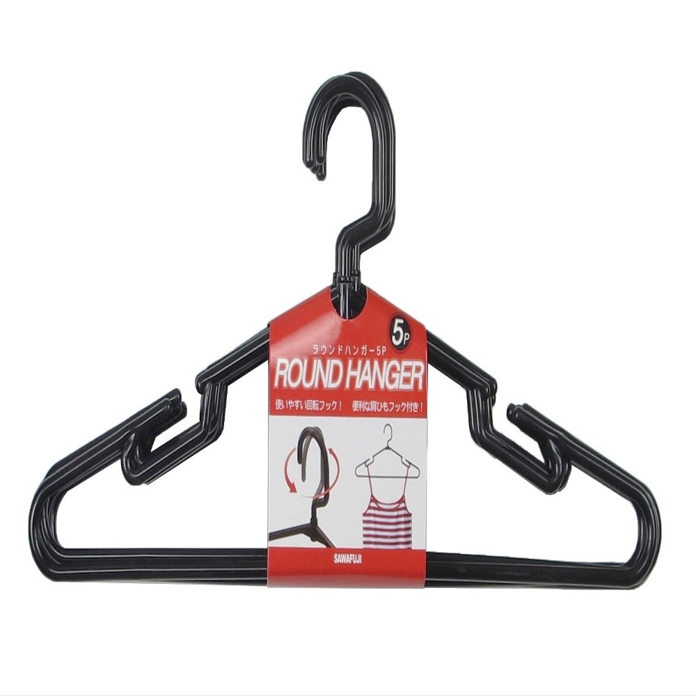 Sawafuji RD-05 Round Hanger, Set of 5, Black