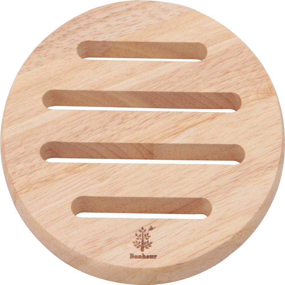 Fuji Boeki 96034 Trivet, Trivet, Length 6.7 x Width 6.7 x Height 0.5 inches (17 x 17 x 1.2 cm), Natural, Round, Wood, Natural Wood, Pot Mat, Bonheur