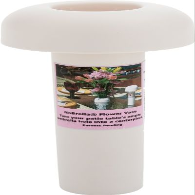 NoBrella Flower Vase Patio Table Umbrella Hole Insert, White