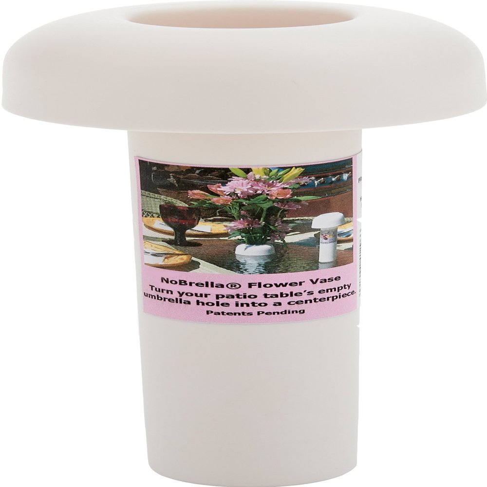 NoBrella Flower Vase Patio Table Umbrella Hole Insert, White