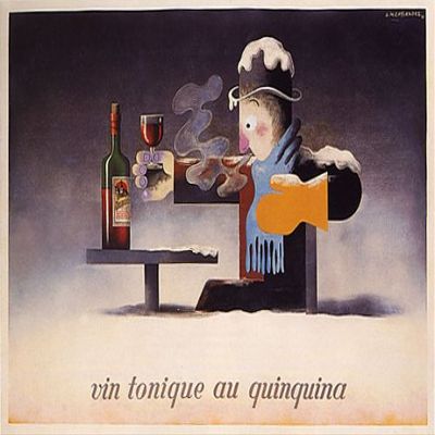 WONDERFULITEMS POSTER VIN TONIQUE AU QUINQUINA FROZEN MAN WARMING WITH DRINK WINE 16" X 24" IMAGE SIZE VINTAGE POSTER REPRO ON MATTE PAPER. brasil406