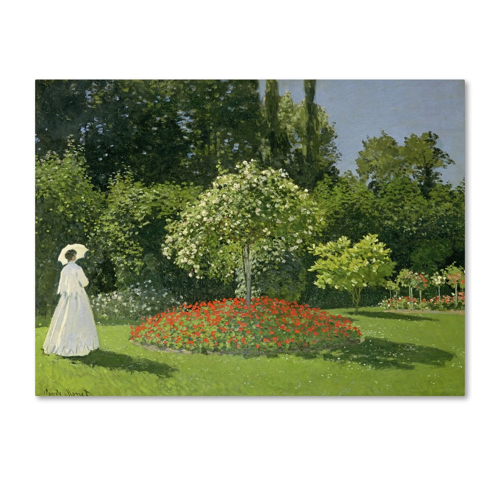 Trademark Fine Art Jeanne Marie Lecadre in The Garden by Claude Monet Canvas Wall Artwork, 18 by 24-Inch
