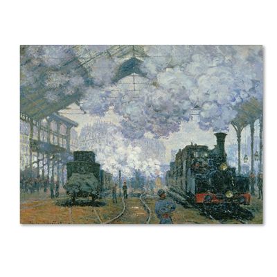 Trademark Fine Art Gare Saint-Lazare Arrival of a Train by Claude Monet Canvas Wall Artwork, 18 by 24-Inch