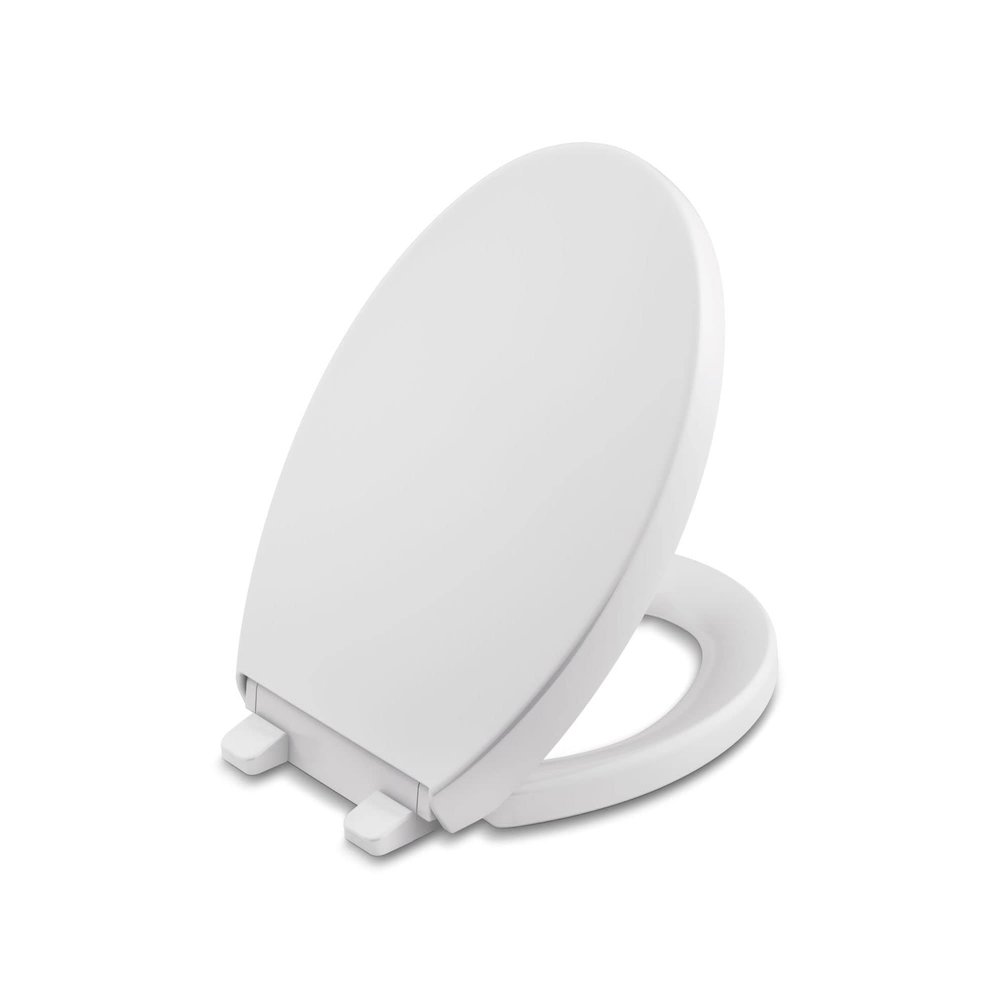 KOHLER K-4009-0 Reveal Round Toilet Seat, with Grip-Tight Bumpers, Quiet-Close Seat, Quick-Release Hinges, Quick-Attach Hardware, No Slam Toilet Seat, White