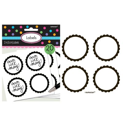 amscan Candy Buffet Scalloped Labels Bright Pink /5