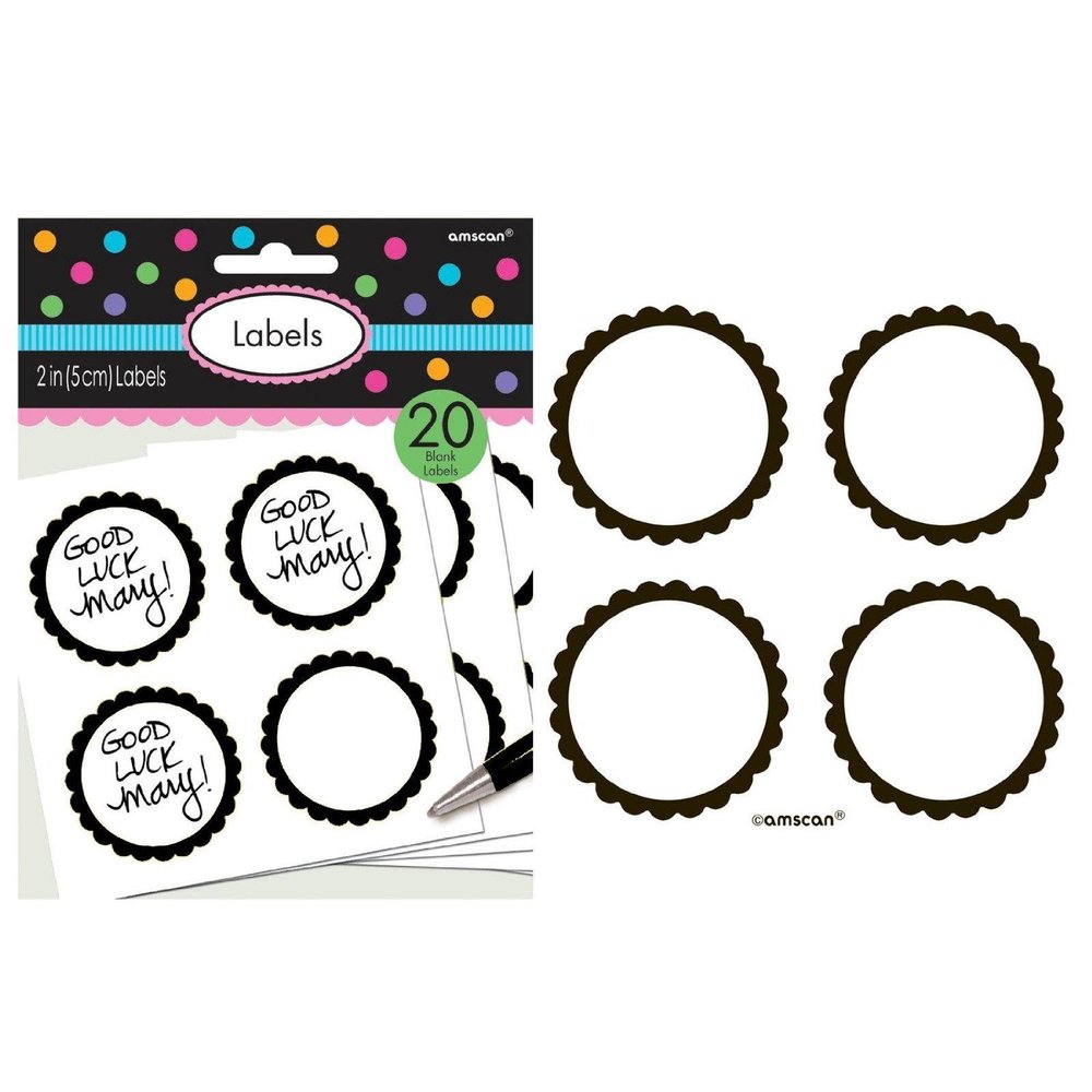 amscan Candy Buffet Scalloped Labels Bright Pink /5