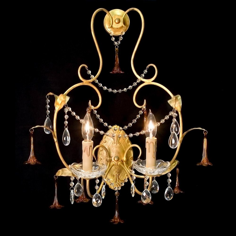 Castilian Metal and Glass Sconce