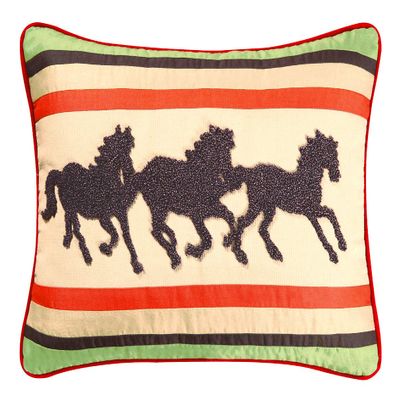 12X16" HOOKED WOOL Pillow, SOUTHWEST HORSE