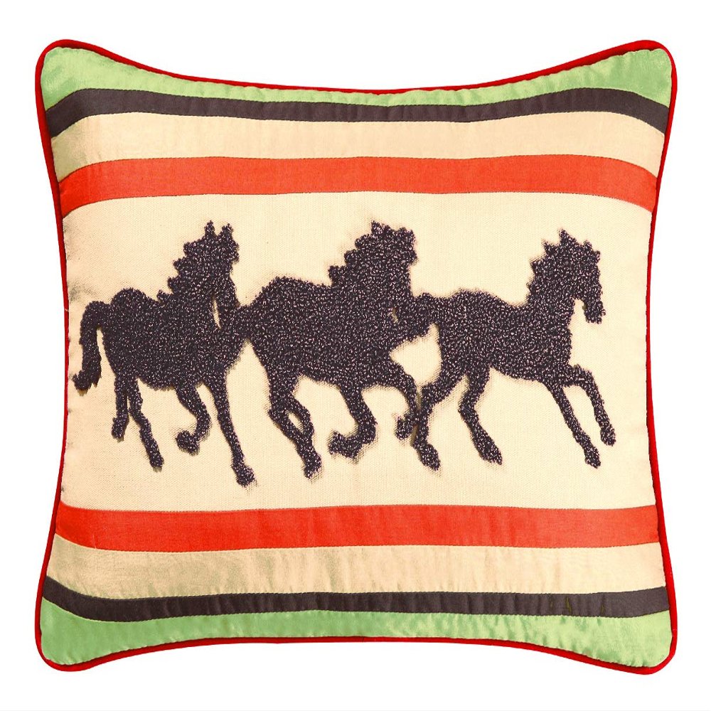 12X16" HOOKED WOOL Pillow, SOUTHWEST HORSE