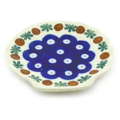 Polmedia Polish Pottery Tea Bag or Lemon Plate - Mosquito Pattern Handmade in Boleslawiec Poland by Ceramika Artystyczna + Certificate of Authenticity