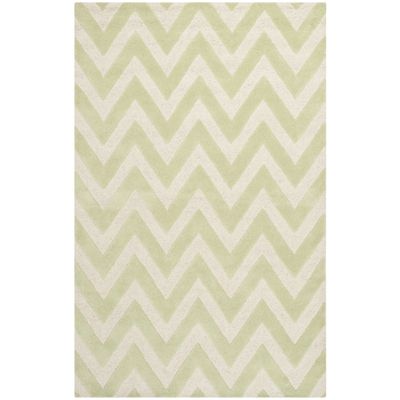SAFAVIEH Cambridge Collection 8' x 10' Light Green / Ivory CAM139B Handmade Chevron Premium Wool Area Rug