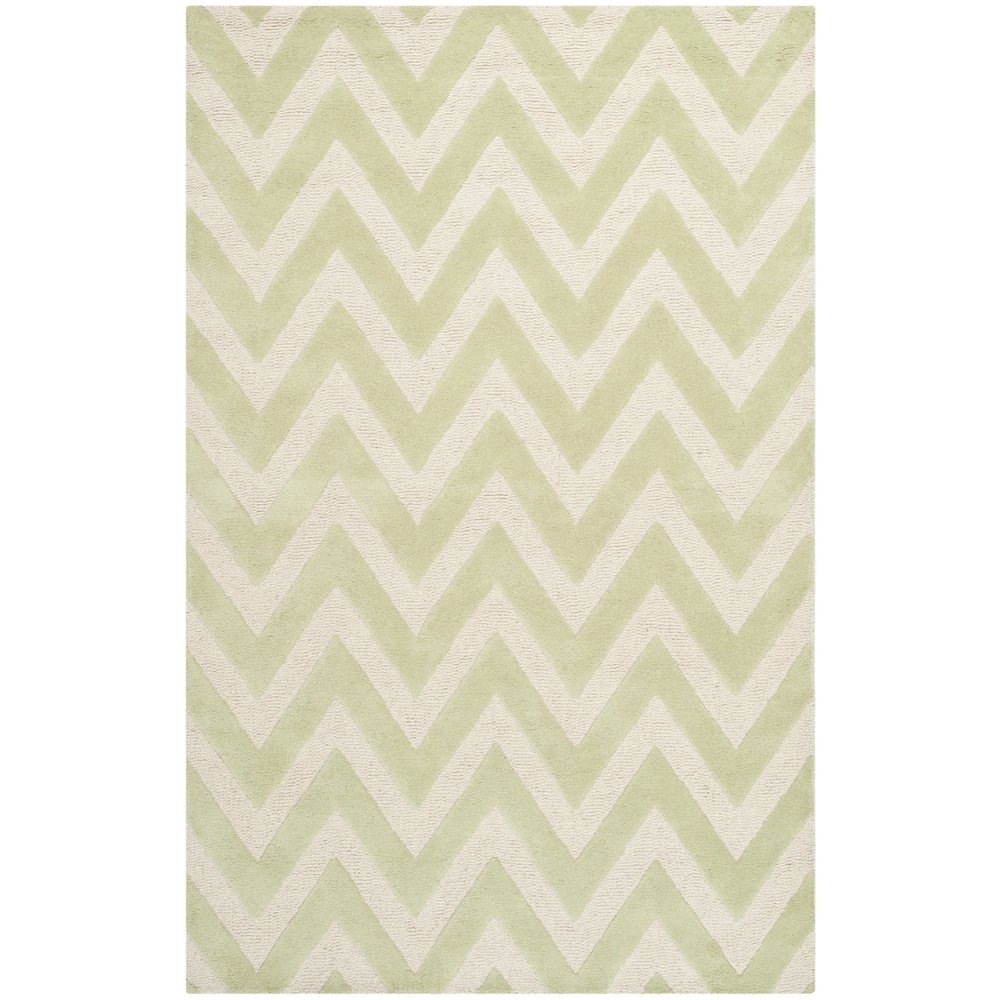 SAFAVIEH Cambridge Collection 8' x 10' Light Green / Ivory CAM139B Handmade Chevron Premium Wool Area Rug