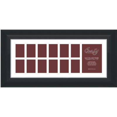Craig Frames 21834700BK 9 by 22-Inch Black Picture Frame, Single White Collage Mat with 13 Openings