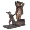 Crying Boy Playing with His Doggy Indoor/Outdoor Bronze Statues Sculptures view 2