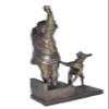 Crying Boy Playing with His Doggy Indoor/Outdoor Bronze Statues Sculptures view 3