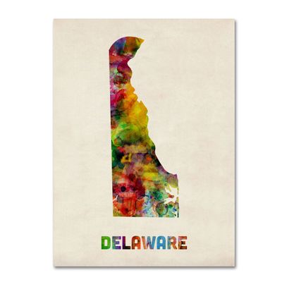Trademark Fine Art Delaware Map by Michael Tompsett Canvas Wall Art, 18 by 24-Inch