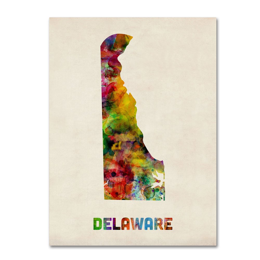 Trademark Fine Art Delaware Map by Michael Tompsett Canvas Wall Art, 18 by 24-Inch