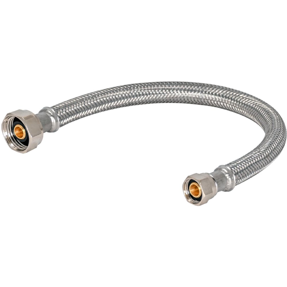 Eastman 20 inch Steel-Flex Braided Faucet Connector, 1/2 Inch FIP x 3/8 Inch Compression, Stainless Steel Faucet Supply Line, 48005N