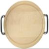 BigWood Boards Oval Cutting Board with Square Polished Aluminum Handle, 12-Inch by 18-Inch by 1-Inch, Monogrammed "R", Maple view 1