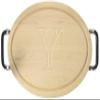 BigWood Boards Oval Cutting Board with Square Polished Aluminum Handle, 12-Inch by 18-Inch by 1-Inch, Monogrammed "Y", Maple view 1
