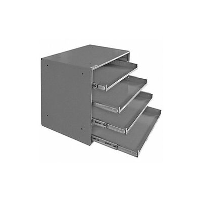 Durham 310B-95 Heavy Duty Prime Cold-Rolled Steel Triple Track Bearing Slide Rack, 4 Compartments, 12-1/2" Length x 20" Width x 15" Height, Gray Powder Coat Finish